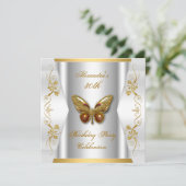 Invitation Elégant 30ème anniversaire de fête Blancs Papillon (Debout devant)