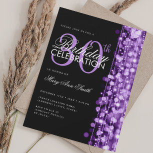 Invitation Élégant 30ème anniversaire Glam étincelles violet