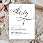 Invitation Élégant 30ème Script Minimaliste Anniversaire
