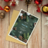 Invitation Elegant 3D Pine Trees & Cones Christmas