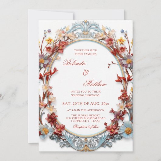 Invitation  Elegant 3D Victorian Floral Frame (Devant)