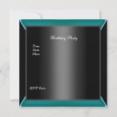 Invitation Elégant 40e anniversaire Black Turquoise Diamant b (Dos)