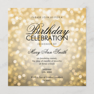 Invitation Élégant 40e anniversaire de fête Lumières Parties 