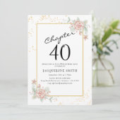 Invitation Élégant 40e anniversaire de florale (Debout devant)