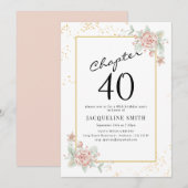 Invitation Élégant 40e anniversaire de florale (Devant / Derrière)