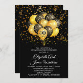 Invitation Élégant 40e anniversaire de mariage or et noir à l (Devant / Derrière)
