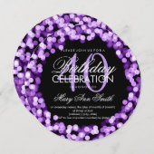 Invitation Élégant 40e anniversaire éclatant violet (Devant / Derrière)