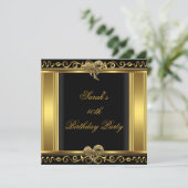 Invitation Elégant 40e anniversaire Gold Black Jewel Bow (Debout devant)