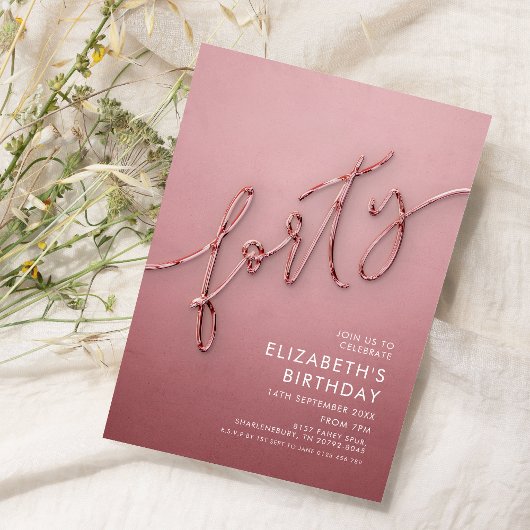 Invitation Elégant 40e anniversaire moderne