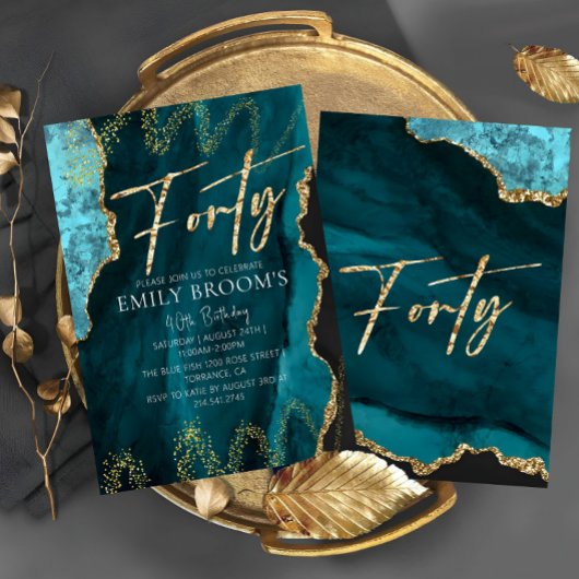 Invitation Elégant 40e anniversaire Quarante Or