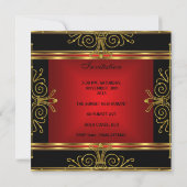 Invitation Elégant 40e anniversaire Rouge Black Gold Art Déco (Dos)