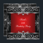 Invitation Elégant 40e anniversaire rouge noir argent Art déc<br><div class="desc">Elégant 40e anniversaire Rouge noir Argent Art Déco. Élégant Classy Toutes les occasions Changez simplement d'âge. Modèle invitations de fête</div>
