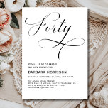 Invitation Élégant 40ème Script minimaliste Anniversaire<br><div class="desc">Célébrez 40 dans un style intemporel avec cette Elégante 40ème Script Minimaliste Anniversaire Invitation. Doté d'une typographie de script délicate et d'une mise en page élégante et moderne, ce design est parfait pour marquer un jalon avec élégance. Que vous planifiez un dîner intime ou une soirée élégante, cette invitation est...</div>
