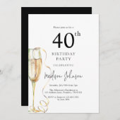 Invitation Elegant 40th Birthday Party (Devant / Derrière)
