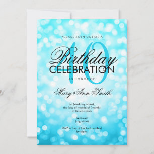 Invitation Elegant 40th Birthday Turquoise Glitter Lights