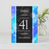 Invitation Élégant 41ème anniversaire Mariage de Topaz Bleu (Debout devant)