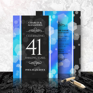 Invitation Élégant 41ème anniversaire Mariage de Topaz Bleu