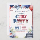 Invitation Élégant 4 Juillet Parti I ballons 2 (Devant)