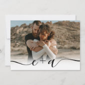 Invitation Élégant 4 Photos écriture moderne mariage noir bla (Dos)