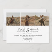 Invitation Elégant 4 Photos script moderne mariage noir blanc (Devant)