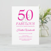 Invitation Elegant 50 and Fabulous 50th Birthday Pink (Debout devant)
