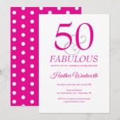 Invitation Elegant 50 and Fabulous 50th Birthday Pink (Devant / Derrière)