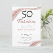 Invitation Elegant 50 and Fabulous Rose Gold Birthday (Debout devant)