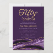 Invitation Élégant 50 et fabuleux 50e anniversaire Agate viol (Devant)