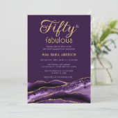 Invitation Élégant 50 et fabuleux 50e anniversaire Agate viol (Debout devant)