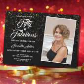 Invitation Elegant 50 et Fabulous Black Gold Parties scintill