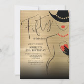 Invitation Elégant 50 et Fabulous Gold Red Anniversaire (Devant)