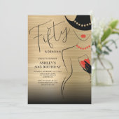 Invitation Elégant 50 et Fabulous Gold Red Anniversaire (Debout devant)