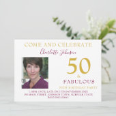 Invitation Elégant 50 et Fabulous Photo 50e anniversaire (Debout devant)