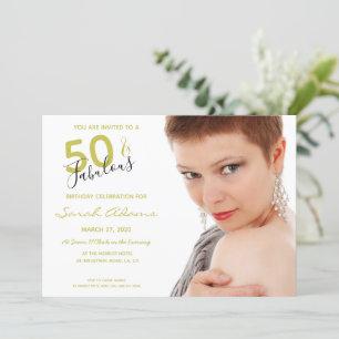 Invitation Elégant 50 & Fab Gold Black 50th Birthday Photo