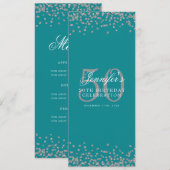 Invitation Elégant 50 Menu Anniversaire Silver Turquoise Conf (Devant / Derrière)