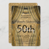 Invitation Élégant 50e anniversaire Black and Gold Sparkle (Devant / Derrière)