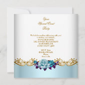 Invitation Élégant 50e anniversaire de fête Gold Blue Roses (Dos)