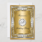 Invitation Élégant 50e anniversaire de fête Gold Diamants d'a (Devant)