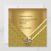 Invitation Élégant 50e anniversaire de fête joaillerie d'or (Dos)