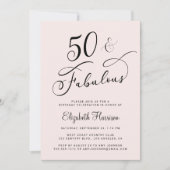 Invitation Élégant 50e anniversaire de fête rose (Devant)