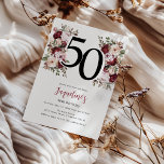 Invitation Élégant 50e anniversaire de florale<br><div class="desc">Découvrez une floraison d'élégance avec notre nouvelle gamme d'invitations pour les Adultes à l'anniversaire! Doté d'un modèle d'invitation moderne,  les flores éthérées d'aquarelle dans les tons somptueux de rouge et de rose pastel,  complétés par un feuillage vert vif.</div>