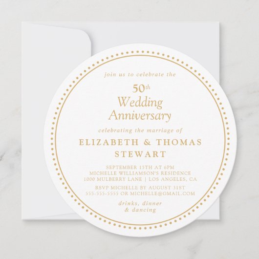 Invitation Élégant 50e anniversaire de mariage (Devant)