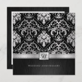 Invitation Élégant 50e anniversaire de Mariage Black & Silver (Devant / Derrière)