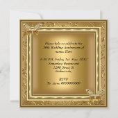 Invitation Élégant 50e anniversaire de mariage damas or (Dos)
