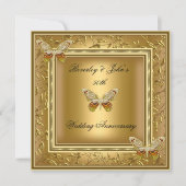 Invitation Élégant 50e anniversaire de mariage damassé or (Devant)