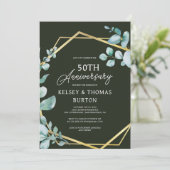 Invitation Élégant 50e anniversaire de Mariage de la florale (Debout devant)