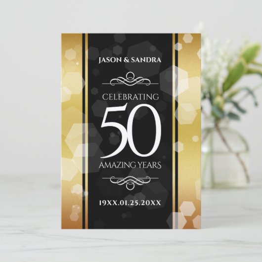 Invitation Élégant 50e anniversaire de mariage de noces d'or (Debout devant)
