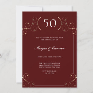 Invitation Élégant 50e anniversaire de Mariage en Bourgogne