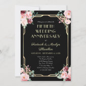 Invitation Élégant 50e anniversaire de Mariage en or floral (Devant)
