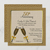 Invitation Élégant 50e anniversaire de Mariage Gold (Devant / Derrière)